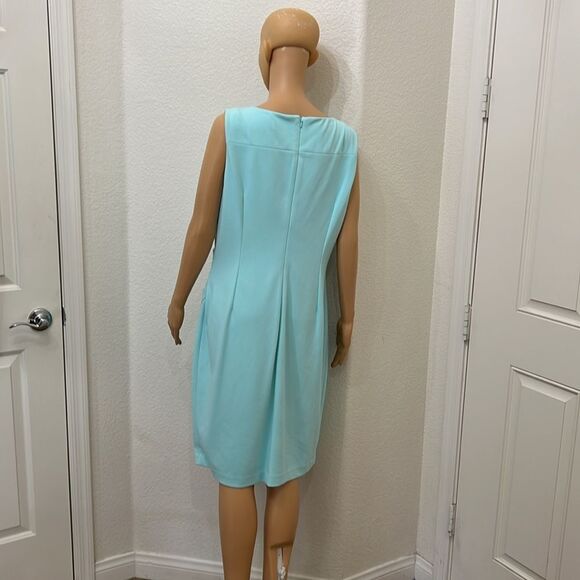 Calvin Klein Powder Baby Blue Scoop Neck Sleeveless Ruched Midi Dress Size 14 - Picture 8 of 12